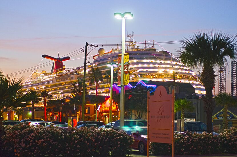 Cruise ships are a common sight in Galveston