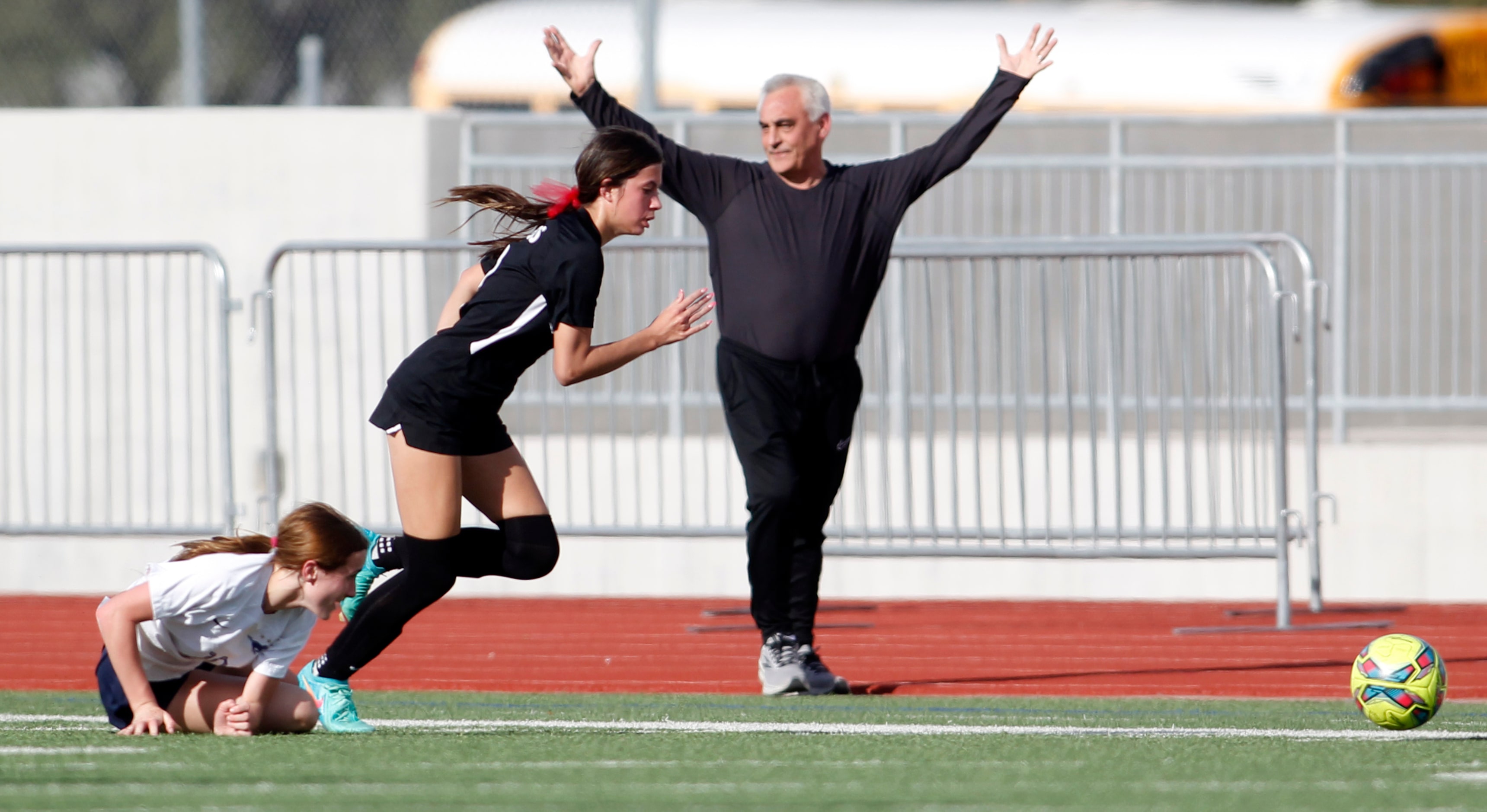 Richardson JJ Pearce head coach Oscar Borgarellao reacts at the lack of a call after a...