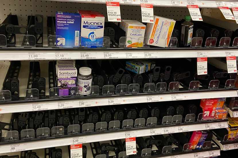 The cold and cough aisle at Target on Abrams Road in Dallas on Monday, Jan. 10, 2022.