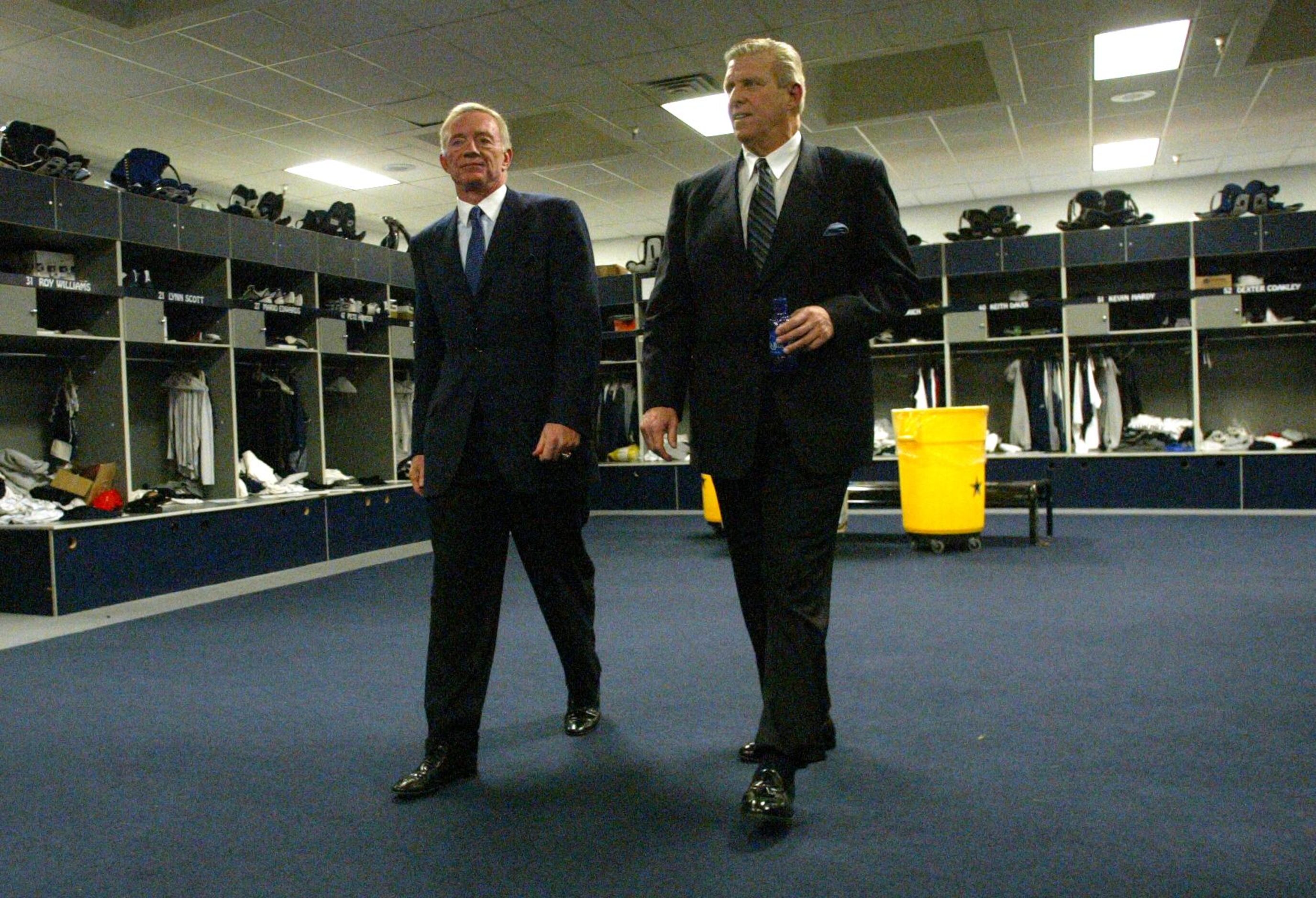 Cowboys owner Jerry Jones (left) and his new head coach, Bill Parcells take a tour of the...