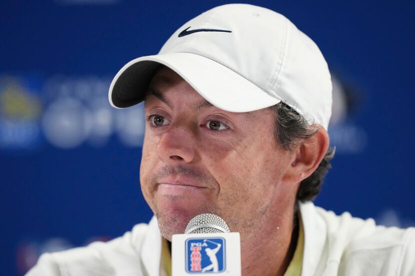 Rory McIlroy speaks to the media about the deal merging the PGA Tour and European tour with...