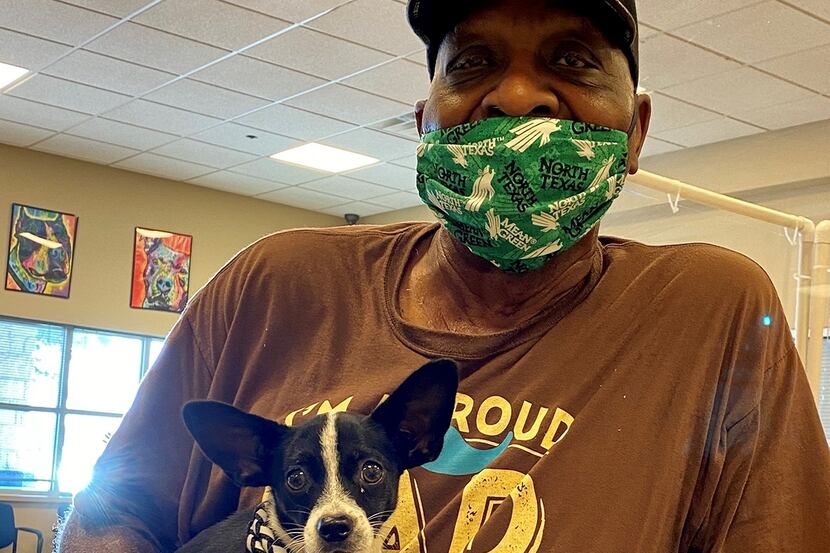 A Mesquite resident posed with the dog he adopted during the 2020 Clear the Shelters campaign.