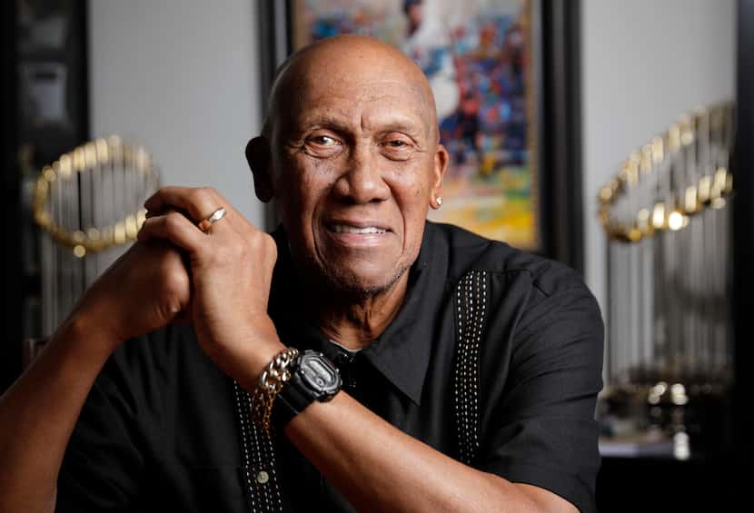 Former Texas Rangers and Chicago Cubs pitcher Ferguson Jenkins is pictured with his...