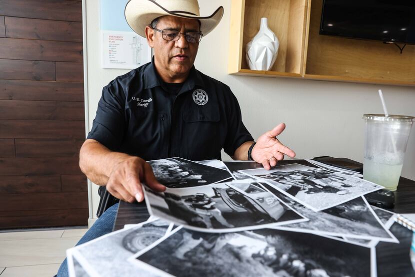 Culberson County Sheriff Oscar Carrillo shows photos of the work his office in Van Horn does...