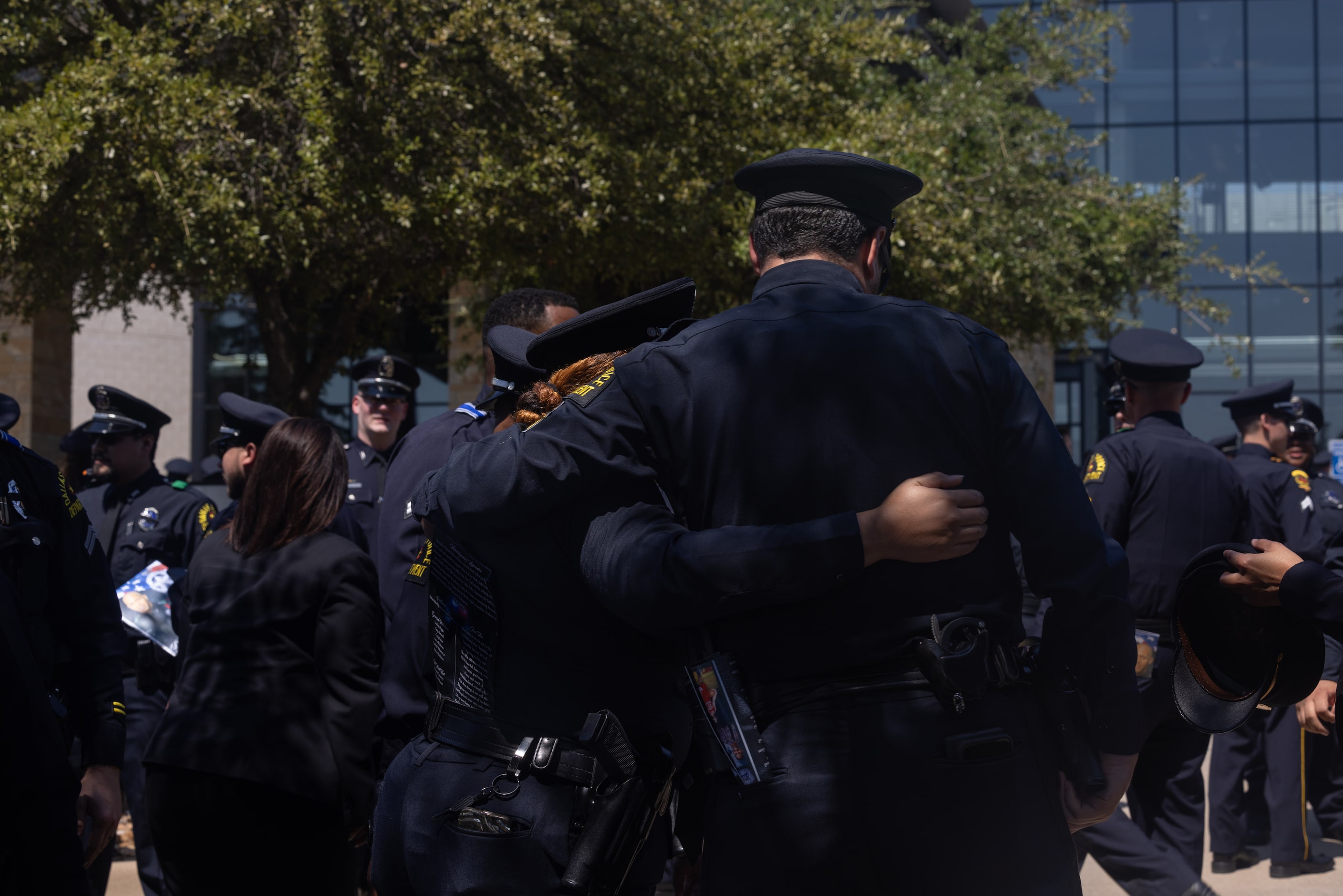 at the funeral service of Darron Burks, the 46-year-old Dallas police officer who was...