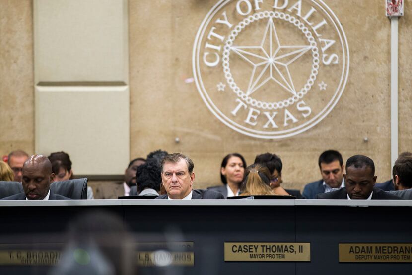 Dallas Mayor Mike Rawlins listened during a budget discussion earlier this month at City Hall. 