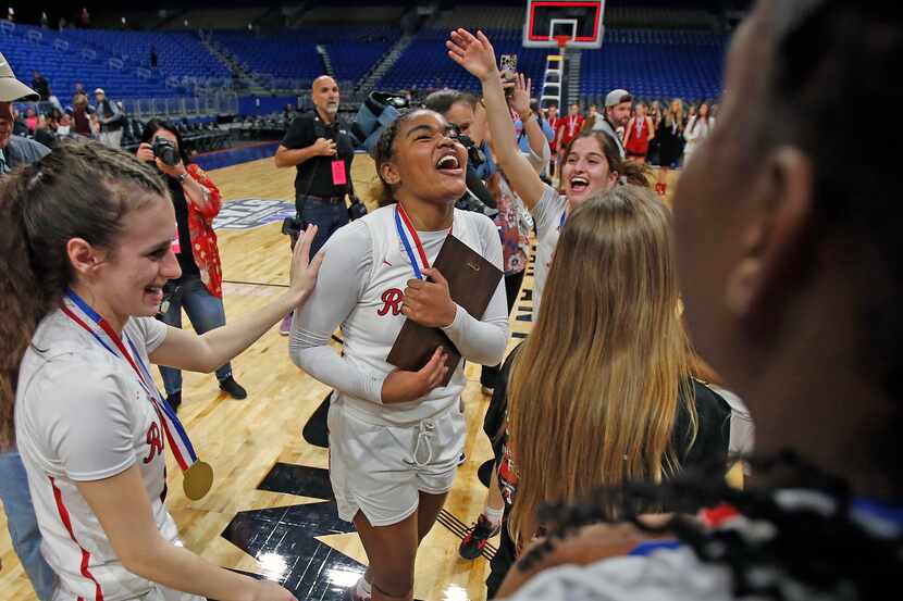 Frisco Liberty Keyera Roseby (5) reacts after winning MVP Award as Frisco Liberty defeated...