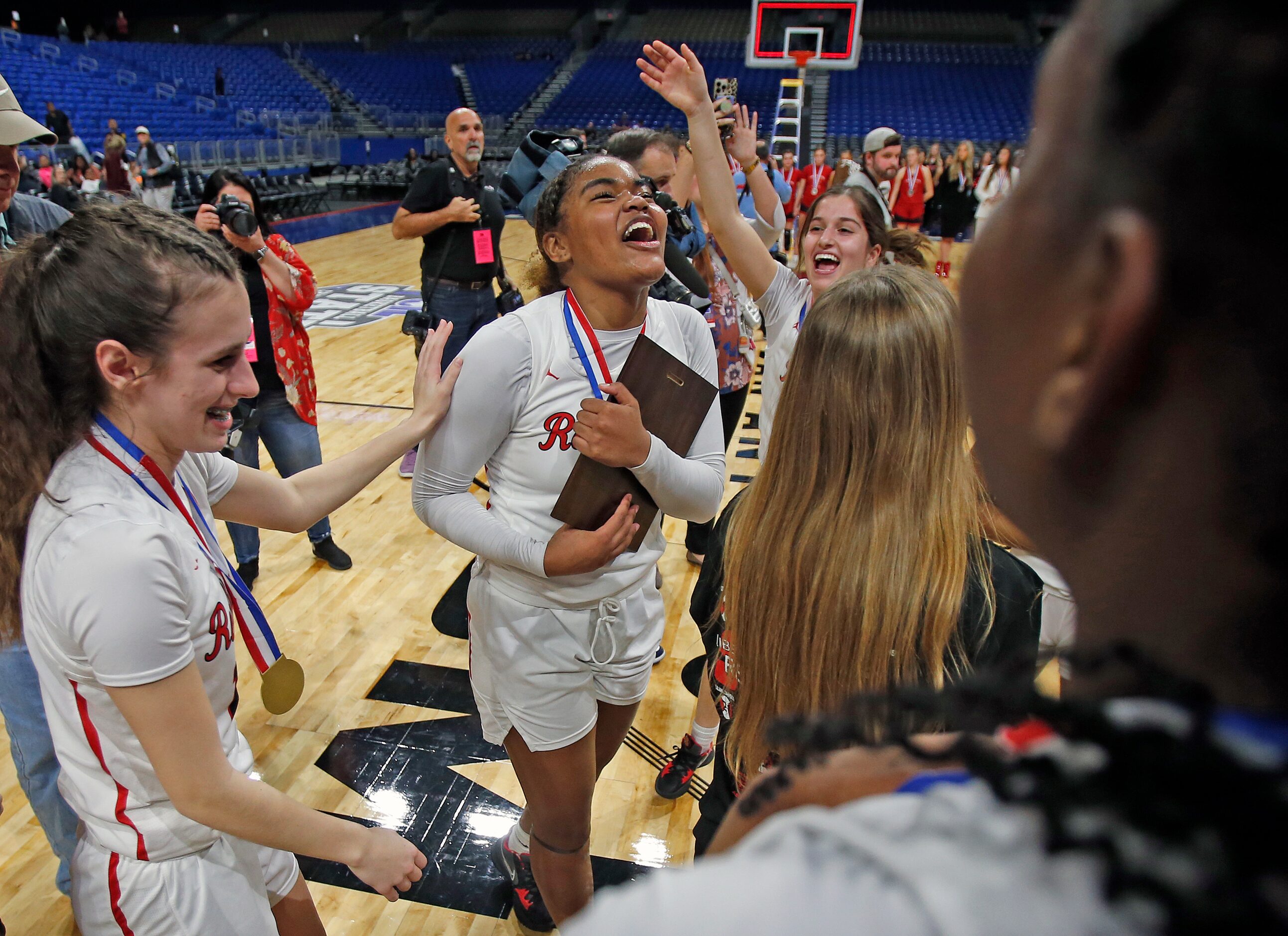 Frisco Liberty Keyera Roseby (5) reacts after winning MVP Award as Frisco Liberty defeated...