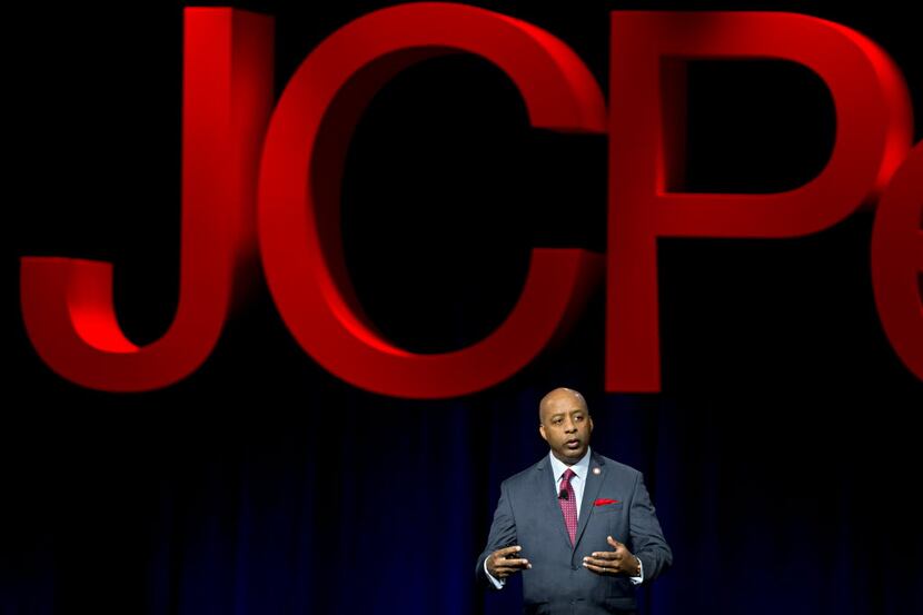 Marvin Ellison, CEO of J.C. Penney, speaks during an annual J.C. Penney staff meeting...