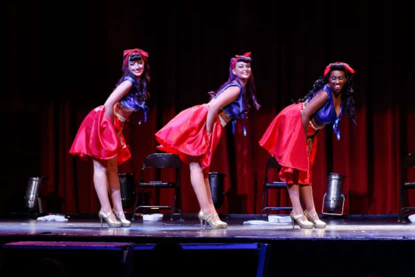 Pepper Leopard, Poppy Pin-Curl and Honey Cocoa Bordeauxx (from left), perform in the opening...