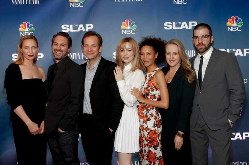 Uma Thurman, from left, Thomas Sadoski, Peter Sarsgaard, Melissa George, Thandie Newton, NBC...