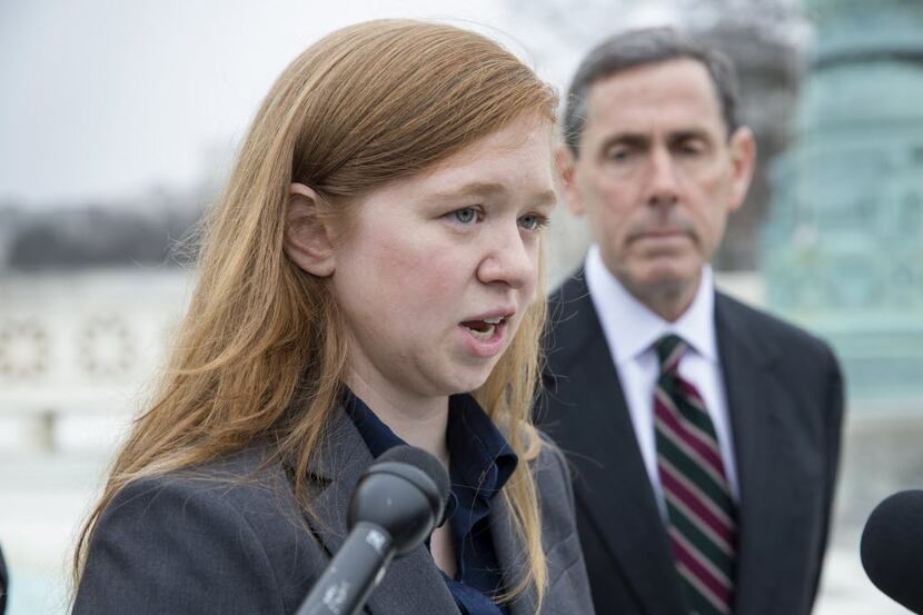  Abigail Fisher, who challenged the use of race in college admissions, was joined by lawyer...