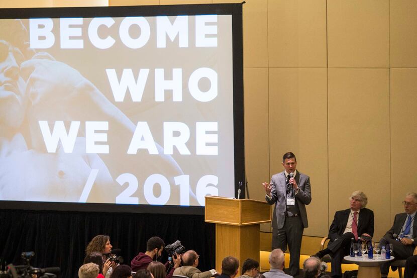 Richard Spencer, a leader of the alt-right, addresses a conference in Washington on Nov. 19. 