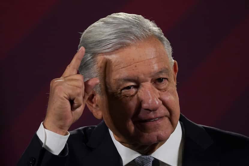 El presidente mexicano Andrés Manuel López Obrador durante su conferencia de prensa matutina...