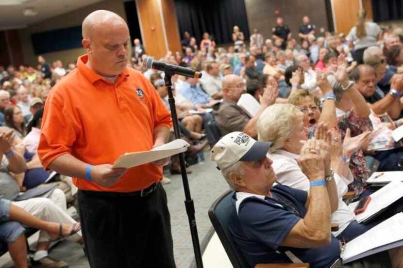 
Rockwall Mayor David Sweet told the meeting that his city opposes the proposed toll road....
