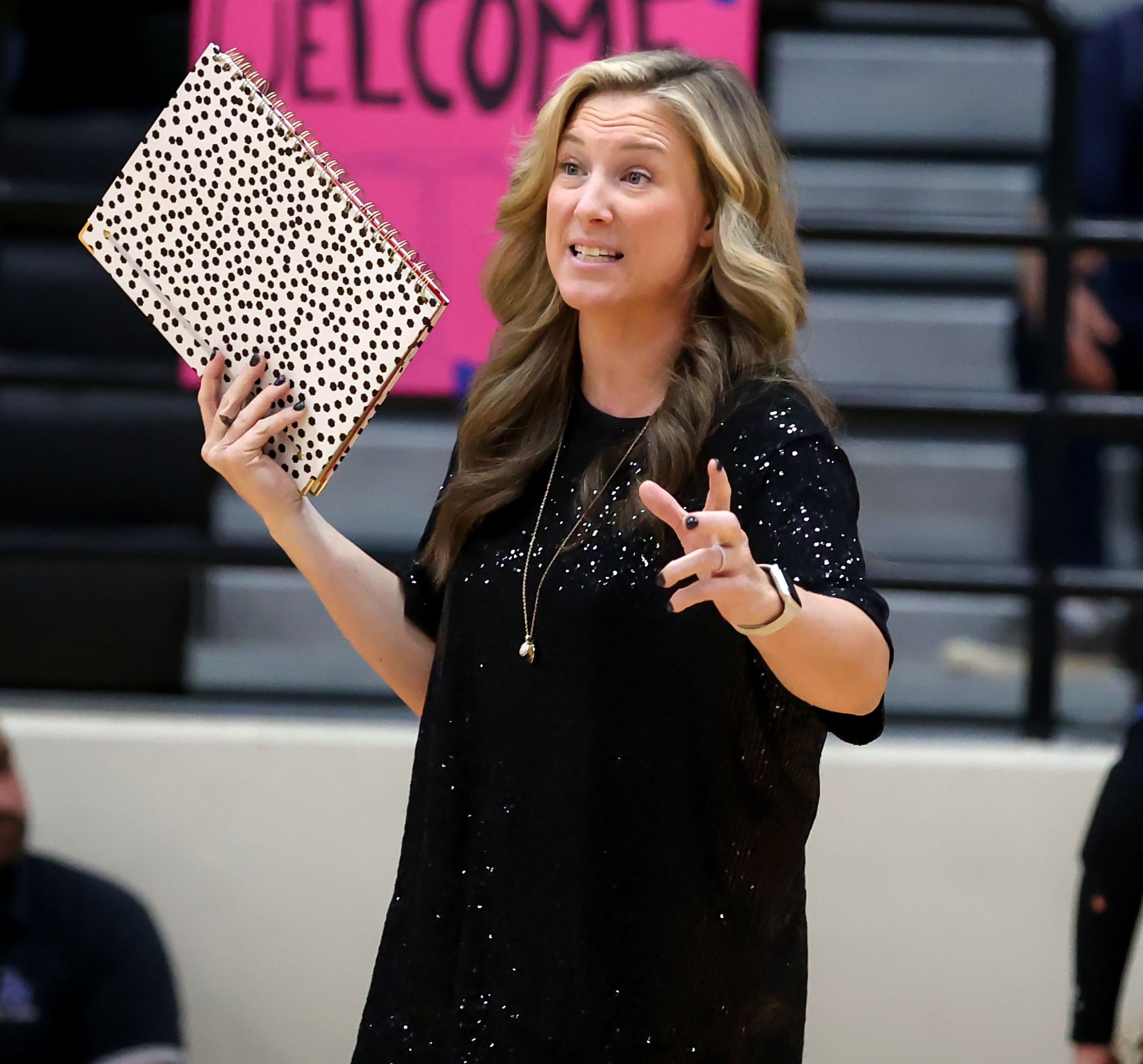 Byron Nelson head coach Brianne Barker-Groth instructs a play against Kellerduring a...