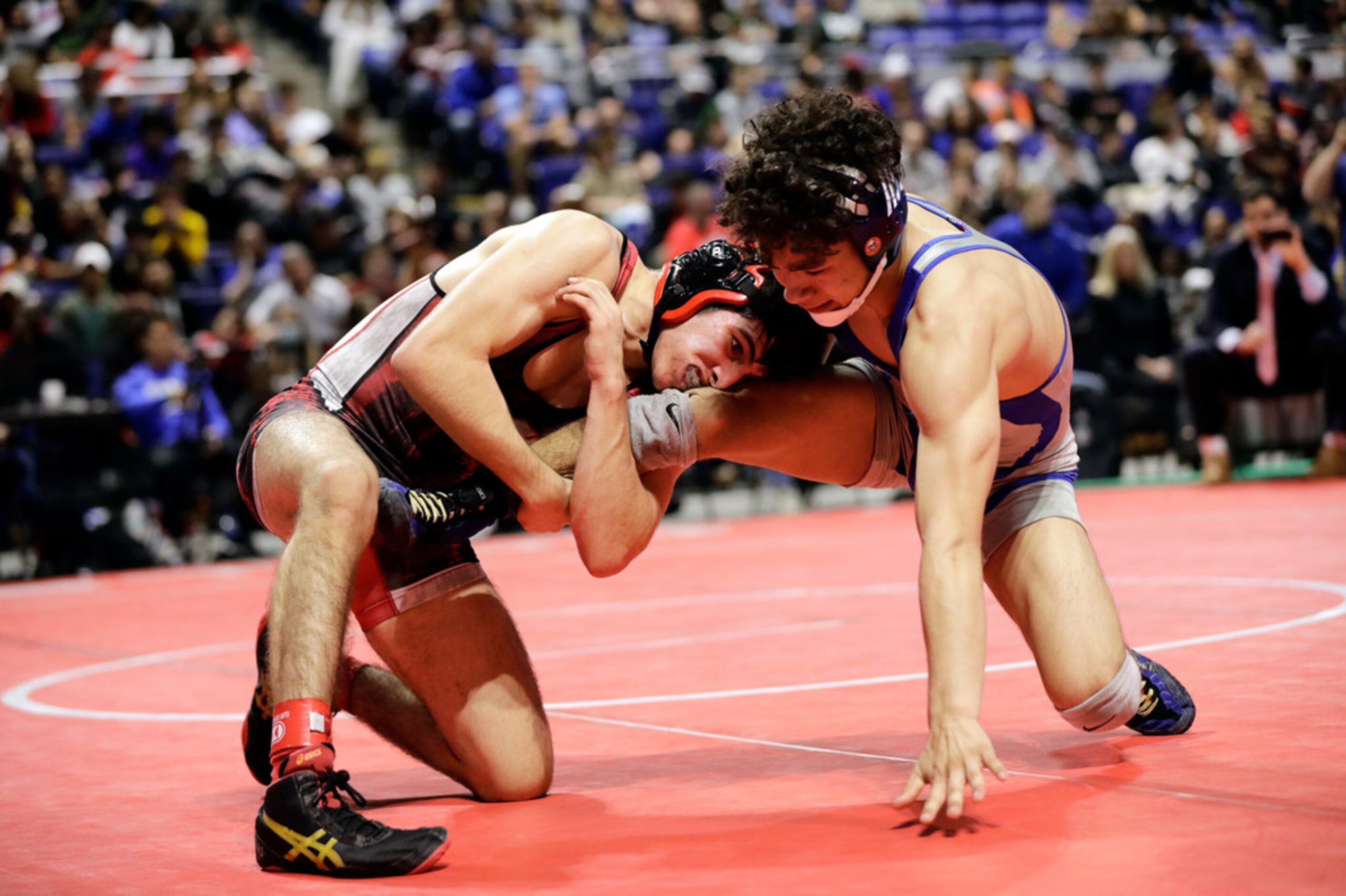 Dominic Chavez of Arlington Martin wrestles during the UIL Texas State Wrestling...