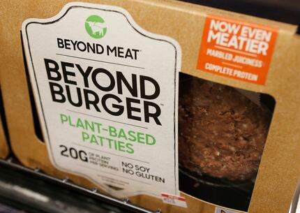 A meatless burger patty called Beyond Burger made by Beyond Meat.