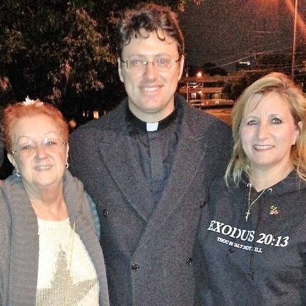 Norma McCorvey, left, with Joshua Whitfield and Karen Garnett, right. 