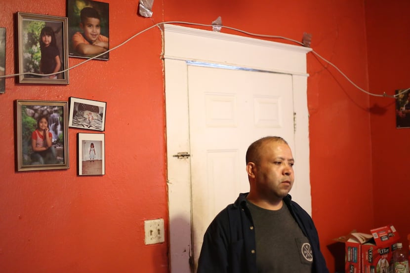 Armando Rivera stands inside his home of 12 years, in Commerce Texas on Oct 7, 2018....