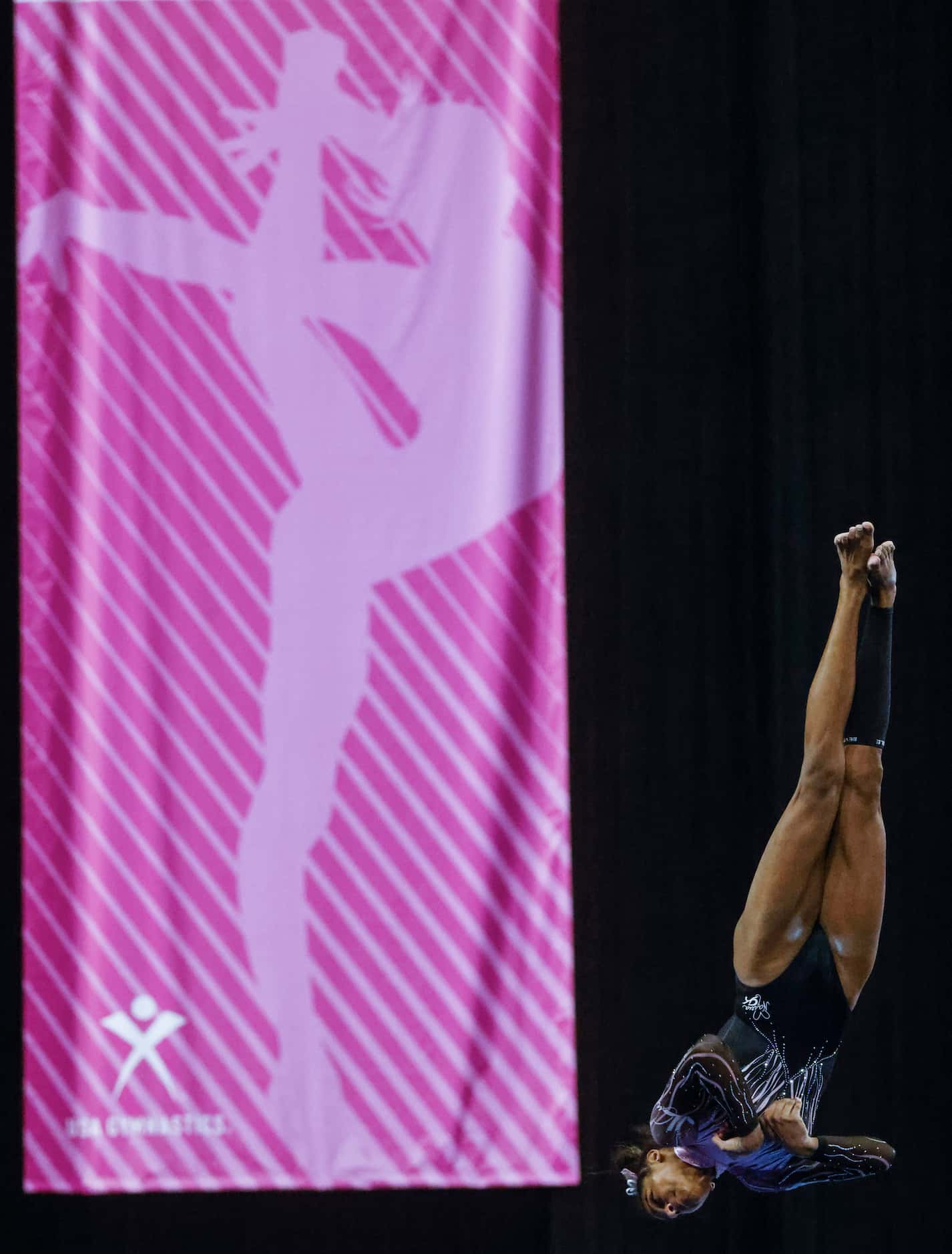 Makayla Tucker of DeVeau gym, Fisher, Indiana competes in floor during Nastia Liukin Cup on...