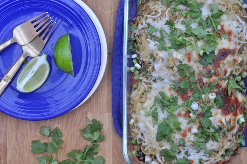 Black Bean and Spinach Flat Enchiladas 