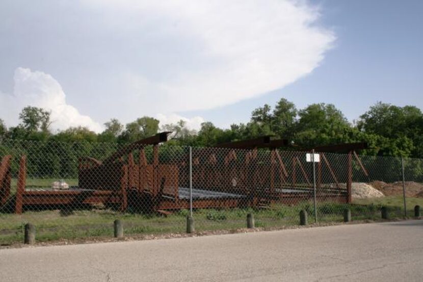 
Bridges for the trail extensions sit off West Lawther Drive, near Abrams Road, waiting for...