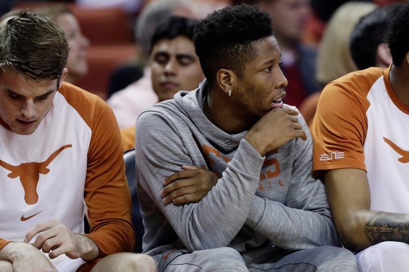 Suspended Texas guard Kerwin Roach II, center, will return for the Phillips 66 Big 12...
