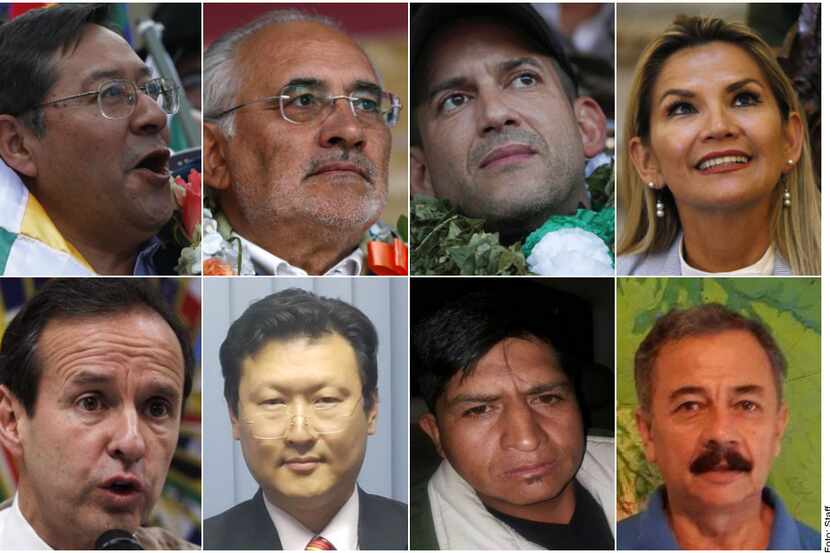 Los ocho candidatos a la presidencia de Bolivia.
