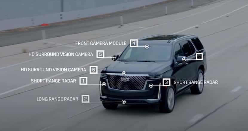 Sensors and cameras help the 2021 Cadillac Escalade drive itself.