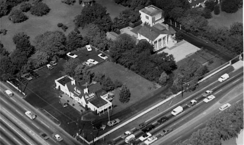 A 1970s aerial photo shows Ebby Halliday's house behind the landmark real estate office on...