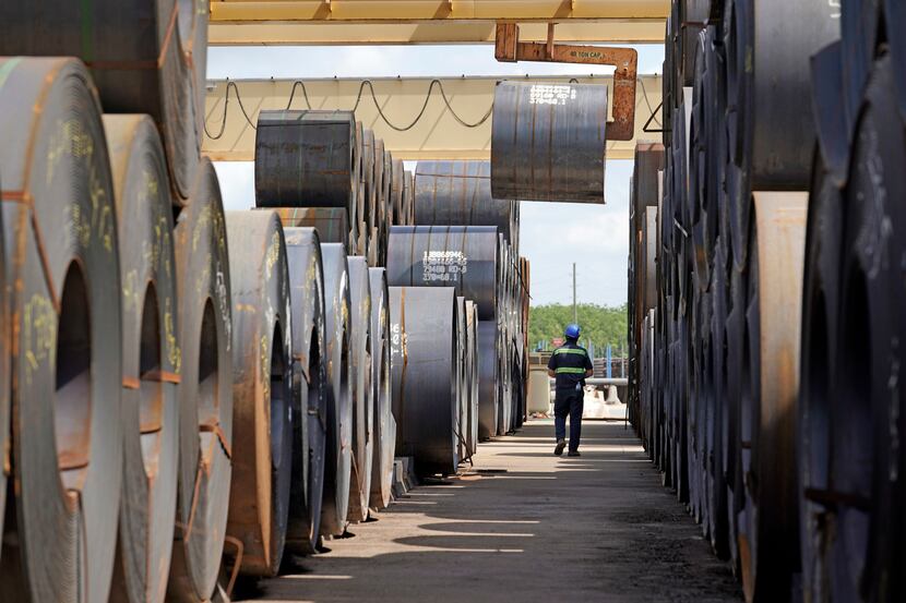 A roll of steel is moved at the Borusan Mannesmann Pipe manufacturing facility in Baytown.