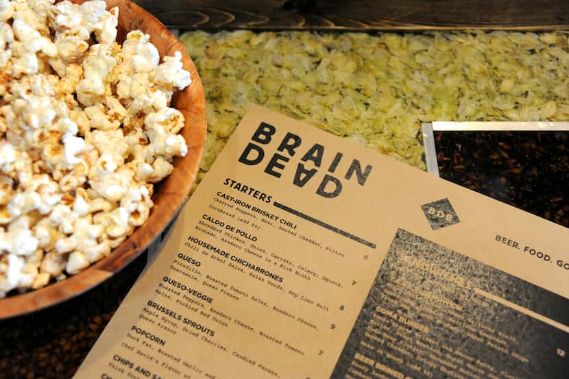 BrainDead's popcorn is cooked in duck fat, then tossed with roasted garlic and thyme.