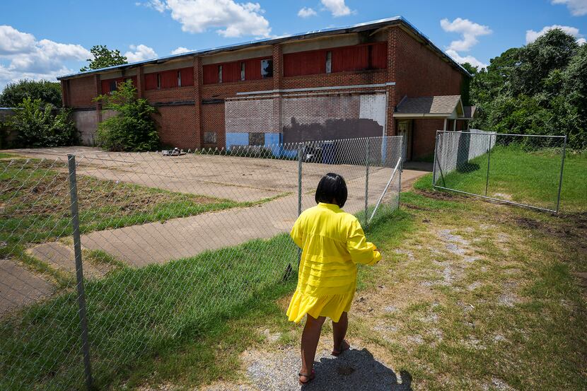 Shalondria Galimore visits the site of the Melissa Pierce School in Joppa on Thursday, July...