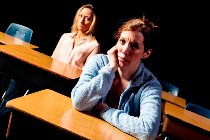 
Leah Spillman (background, left) as Heather Clark and Jenni Kirk as Corryn Fell star in...