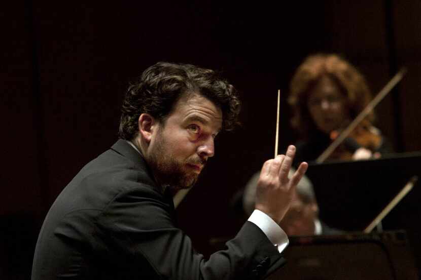 James Gaffigan conducts the Dallas Symphony Orchestra  on Jan. 29, 2015.  