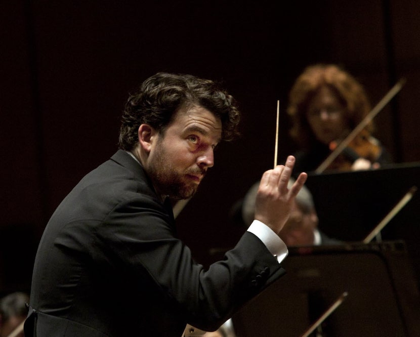 James Gaffigan conducts the Dallas Symphony Orchestra  on Jan. 29, 2015.  