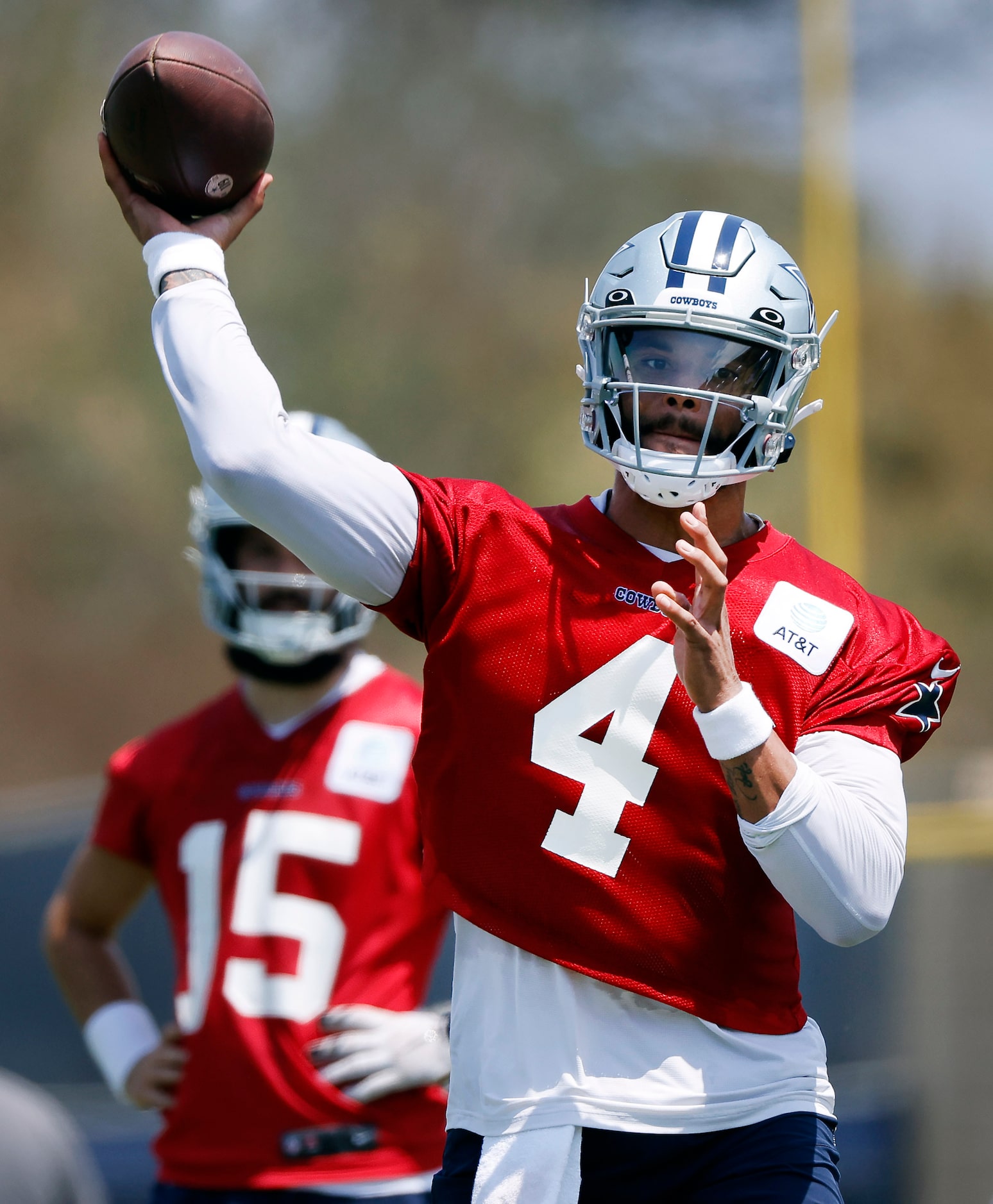 Dallas Cowboys quarterback Dak Prescott (4) throws a pass during the second Dallas Cowboys...