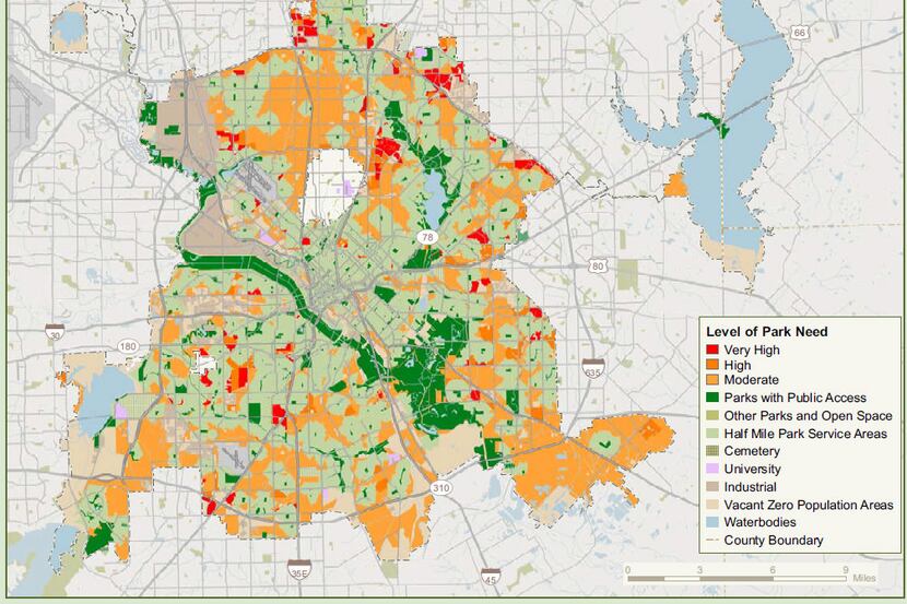  This year's map of Dallas' parks, per the Trust for Public Land