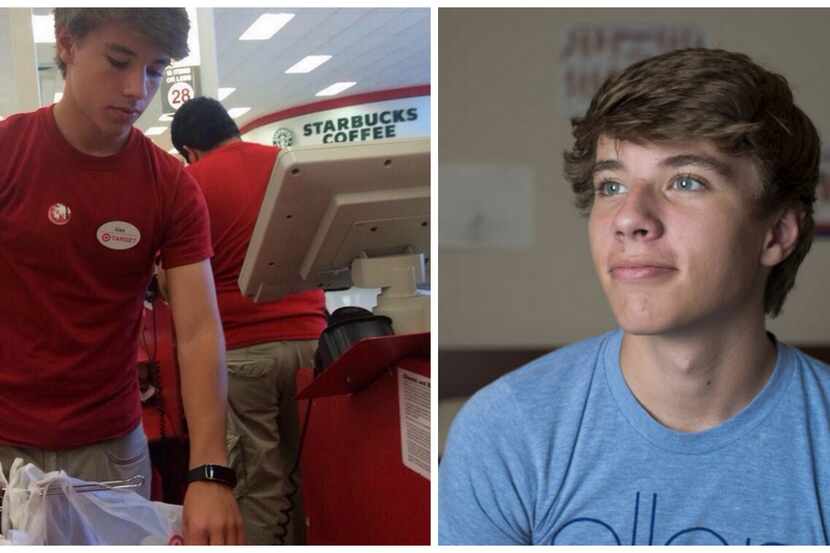 On left, a photo of Alex Lee bagging groceries at Target went viral in November 2014. Alex...