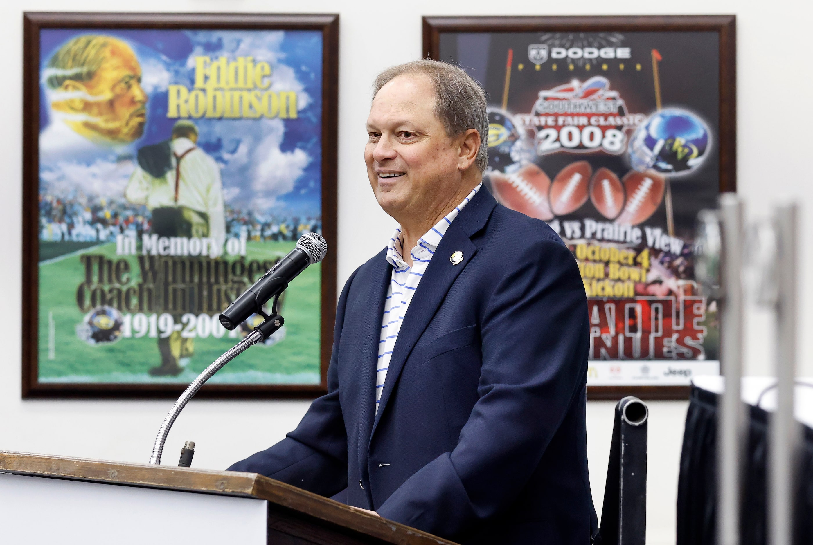 State Fair of Texas president Mitchell Glieber delivered remarks as city officials welcomed...