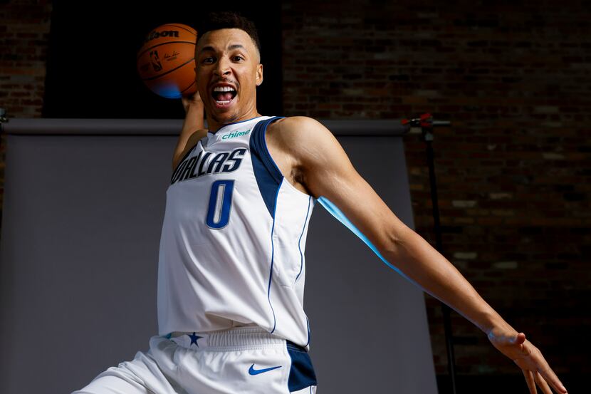 Dallas Mavericks’ Dante Exum poses for a photo during the media day on Friday, Sept. 29,...