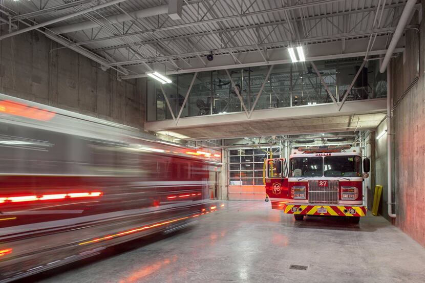 Fire Station 27 at 8401 Douglas Ave in Dallas designed by Perkins and Will and photographed...
