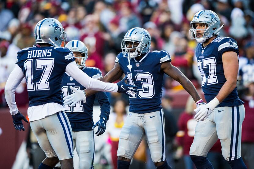 Dallas Cowboys wide receiver Michael Gallup (13) celebrates a touchdown during the second...