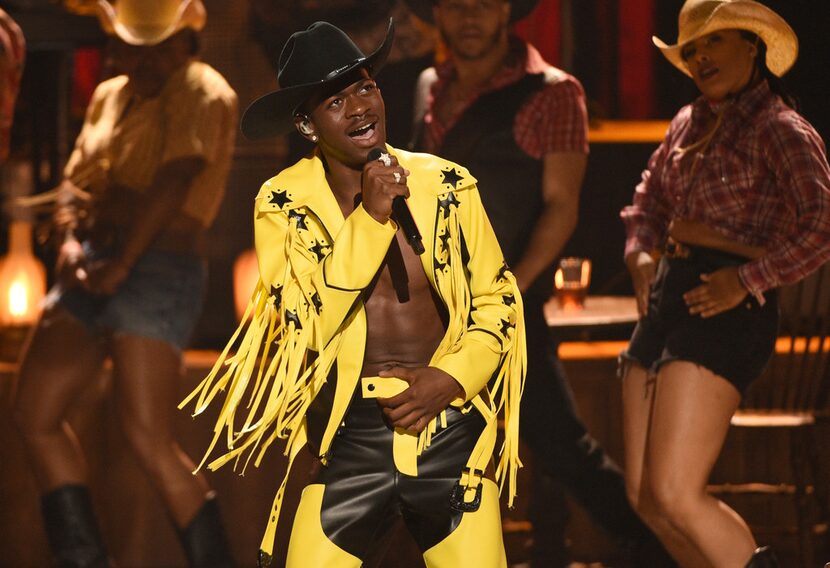 Lil Nas X performs "Old Town Road" at the BET Awards in Los Angeles. 