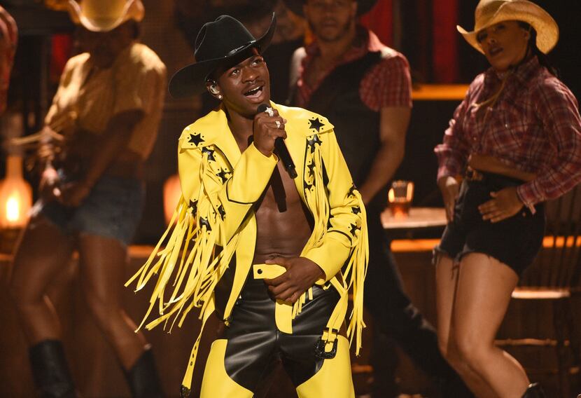 Lil Nas X performs "Old Town Road" at the BET Awards in Los Angeles. 