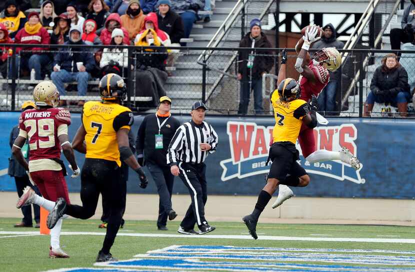 Florida State wide receiver Auden Tate pulls in a touchdown catch over Southern Miss...