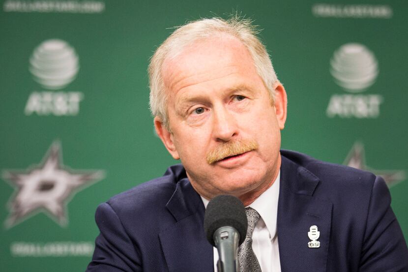 General Manager Jim Nill addresses the media as Ken Hitchcock is introduced as the Dallas...
