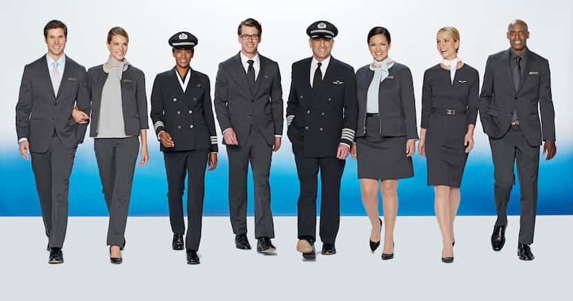 Uniform styles tested by American Airlines employees in 2015, which were later replaced by a...