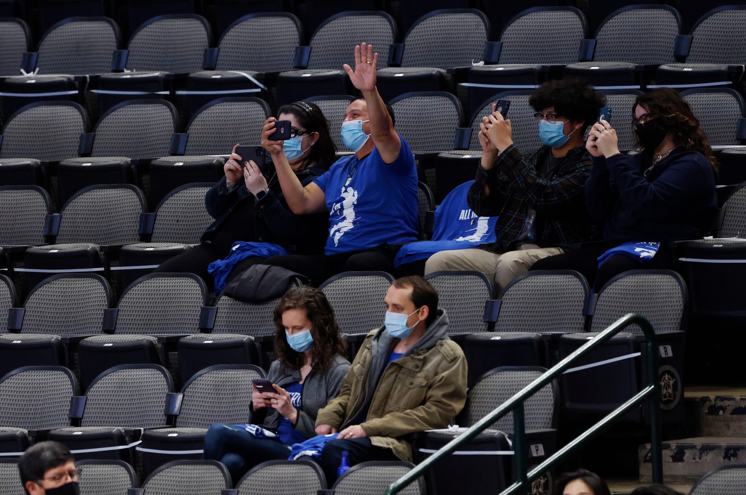 Dallas Mavericks fans in attendance before the start of the game between the Dallas...